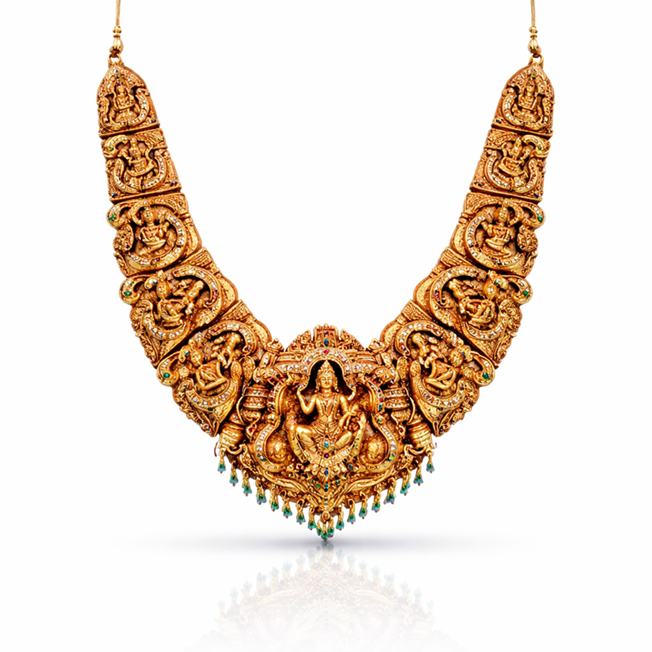 Antique Gold Floral Nakshi Choker